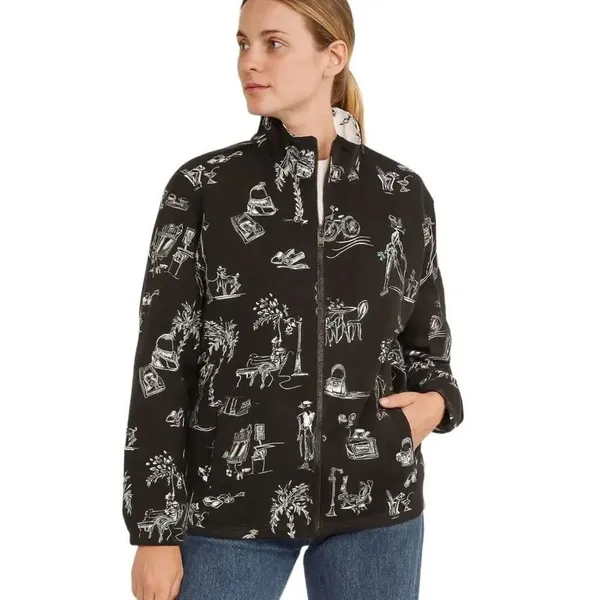 E.L.C.C. Size large vintage tropical themed oversized jacket. Black - Image 2