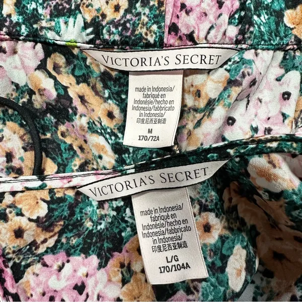 Victoria’s Secret Women’s Pajamas Set Satin Floral Cami Tank Top L & Shorts M - Image 11
