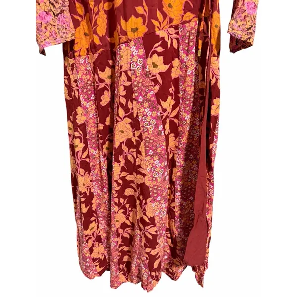 Free People‎ Tilda Wrap Dress Firebrick Floral Women's Size Medium - Image 5