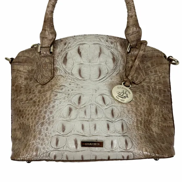 Brahmin Duxie Melbourne Leather Satchel Bag Crossbody Bag Tan - Image 11
