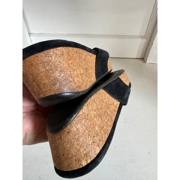 UGG‎ Brooks black suede cork wedge sandals Size 8 - Image 10