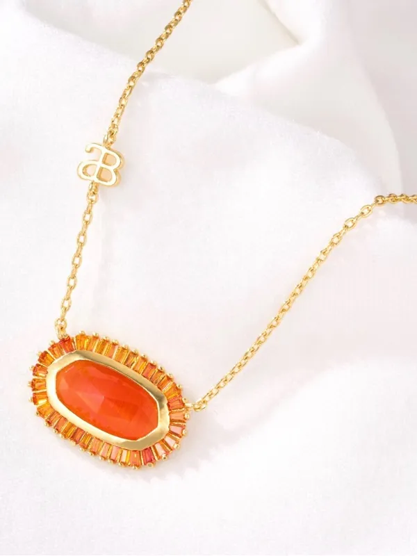 Kendra Scott Ellie Baguette Stud Earring & Matching AB Fiery Coral Necklace - Image 2