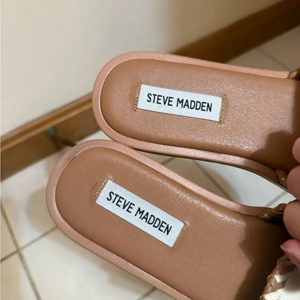 Steve Madden | Woven Brown and Cream Slide Sandals size 8.5 - Image 5