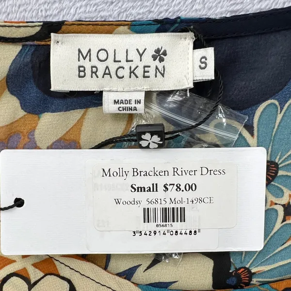 Molly Bracken Floral Print Mini‎ Dress Long Sleeve Sheer Chiffon Boho Small Chic - Image 3