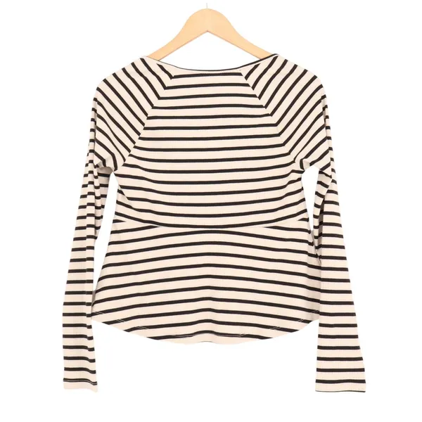 American Eagle Outfitters T-Shirt Women Medium White Black Striped Raglan Sleeve - Image 5