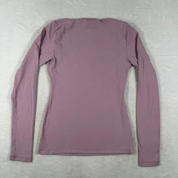 SKIMS Cotton Jersey Long Sleeve Square Neck Top Dusty Rose Mauve Small - Image 7
