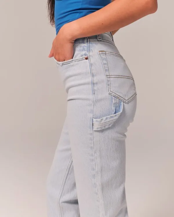 Abercrombie & Fitch The 90s Ultra High Rise Carpenter Jean White - Image 3