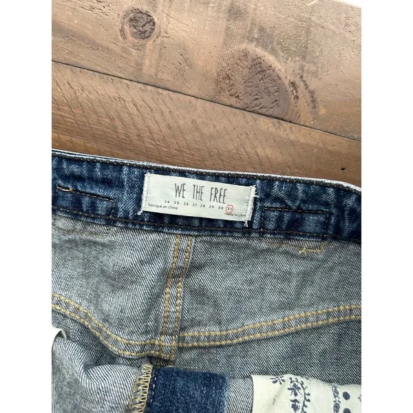 Free People We The Free Rugged A-Line Denim Mini Skirt in Blue Size 31 - Image 6