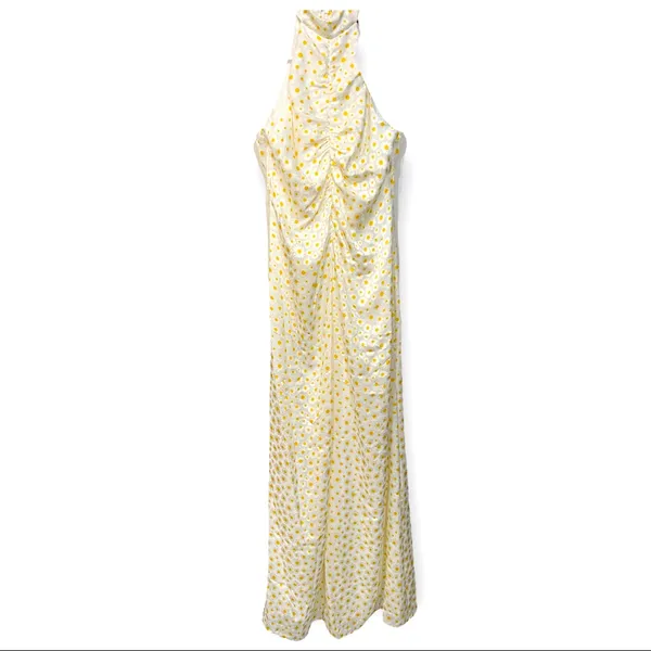 NWOT STAUD Coastal Daisy Ruched Halter Maxi Dress in Yellow - Image 10
