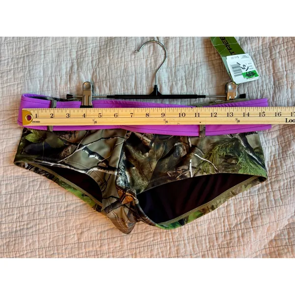 Realtree APG Camo Bikini Bottoms Purple Waistband Low Rise Size Large NWT - Image 2