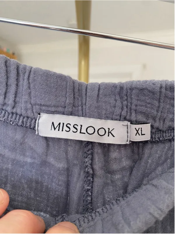 Misslook Wide Leg Cotton Gauze Pants Coastal Boho Beach Y2K Lagenlook Relaxed XL - Image 7