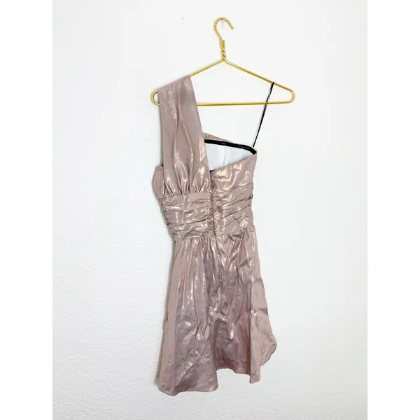 NWT TOPSHOP One Shoulder Cocktail Metallic Foil Mini Dress Gold Pink Size 2 - Image 15