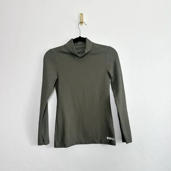 NOBULL | Waffle Knit Mock Neck Long Sleeve in‎ Green size XS - Image 3