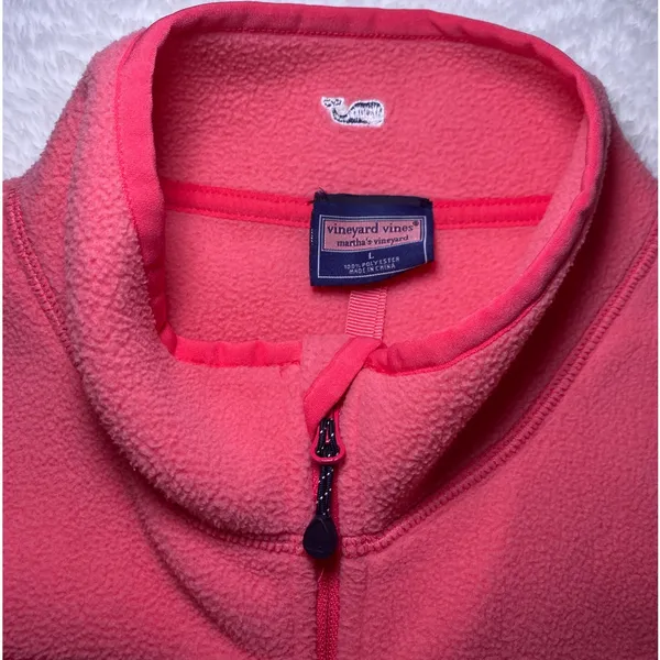 Vineyard Vines Martha's Vineyard Full-Zip Fleece Vest Coral Pink Size Large - Image 4
