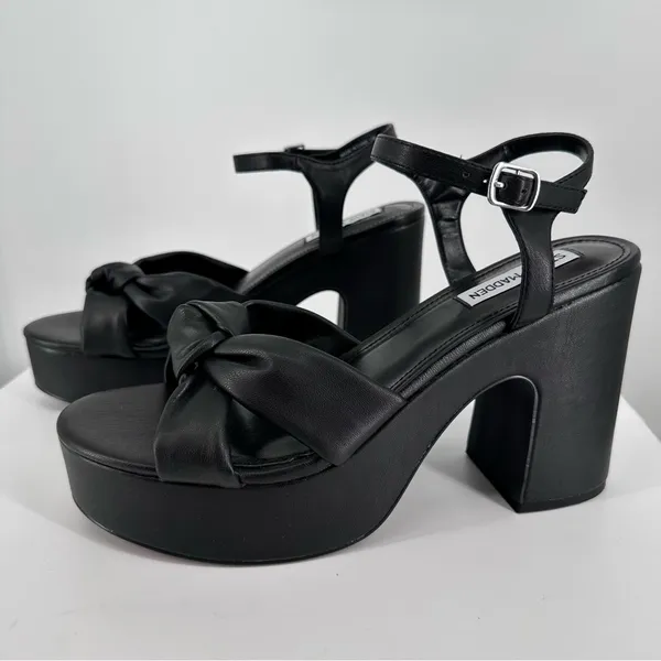 Steve Madden Mella Black Faux Leather Platform Sandals size 11 Ankle Strap - Image 5