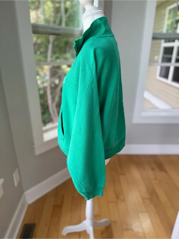 GAP Emerald Green Half-Zip Cropped Athletic Pullover Sweatshirt Small Tall - Image 2