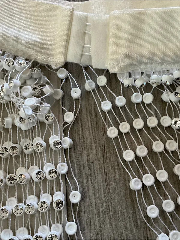 Vintage Rhinestone mesh halter top size small Silver - Image 5