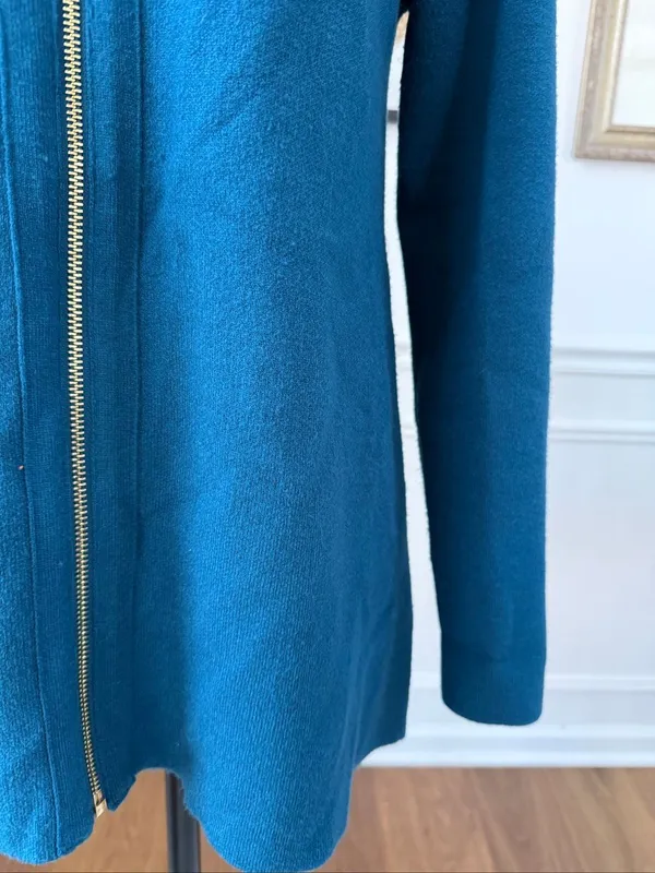 Soft Surroundings Meria Zip Cardi Womens Sweater Cardigan Teal Blue S - Image 7