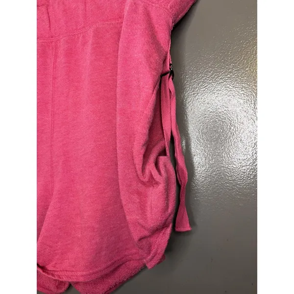 Free People Movement Sweat Shorts Womens Large Pink Terry Elastic Waist Strap - Image 3