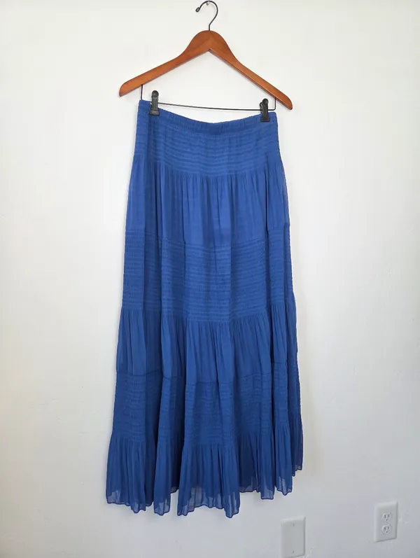 Ashalyly Cobalt Blue Tiered Maxi Skirt Formal Regal Boho Gypsy Indie Hippie XL - Image 2