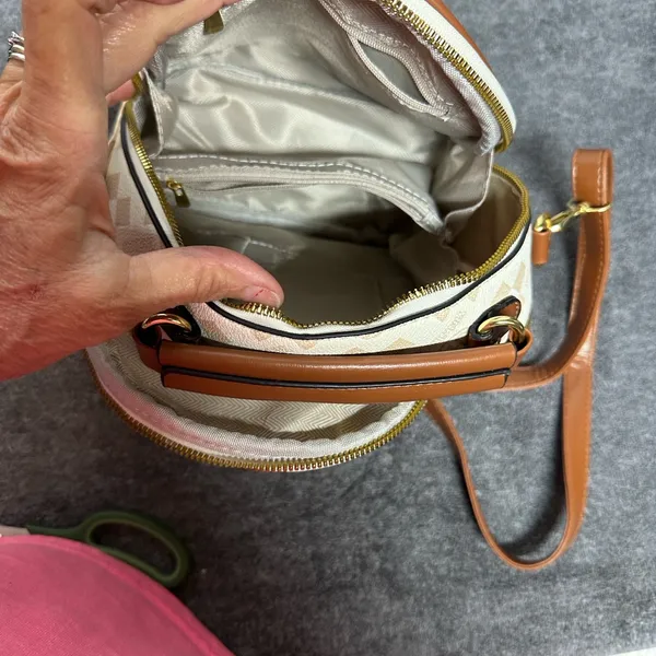 Elegant Tan and Cream Backpack Brown - Image 8