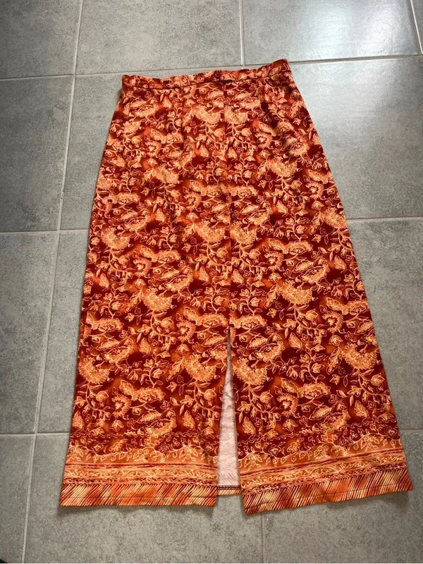 Coldwater Creek Orange Floral Midi Skirt - Image 2