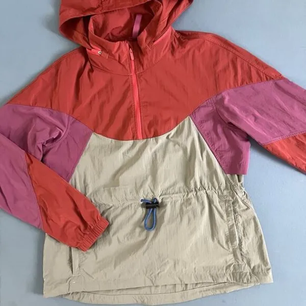 Lululemon‎ Evergreen Anorak Pink Punch Pink Lychee Raw Linen Windbreaker - Image 5