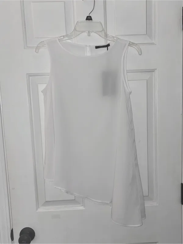 NWT Mohito White Sheer Sleeveless Asymmetrical Tunic Tank - Image 2