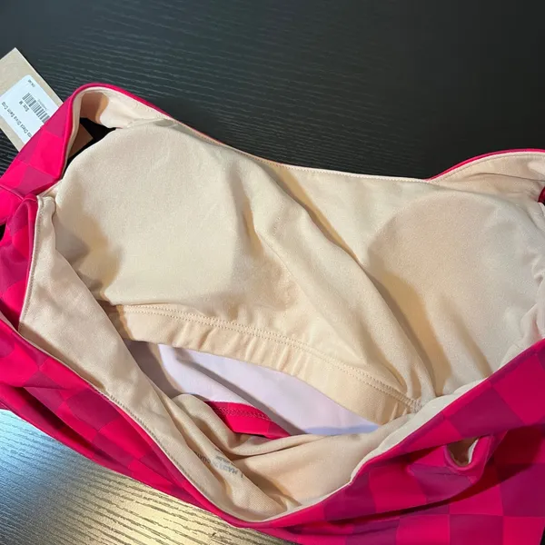 Albion Fit Magenta Check Olivia Swim Crop Belted Bottom Two Piece Set Medium NWT - Image 5