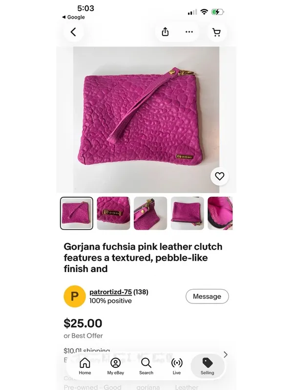 Gorjana Fuchsia Leather Clutch Bag - Image 7