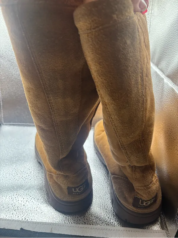 UGG Australia Ultimate Tall Winter Boots Womens Size 8 Chestnut Drawstring - Image 3