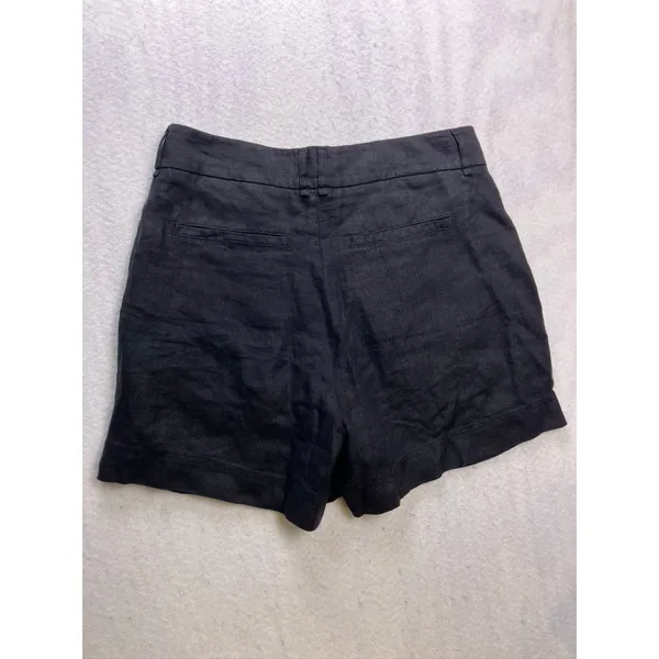 Free‎ People Shorts Women 2 Black 100% Linen High Waisted Pleated Front - Image 9