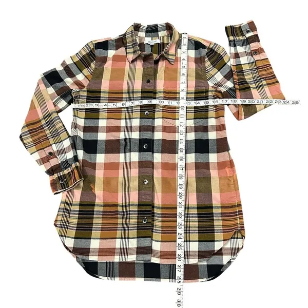 Madewell Plaid Flannel Shirt Button Long Sleeve Dark Academia Indie Sleaze - Image 3