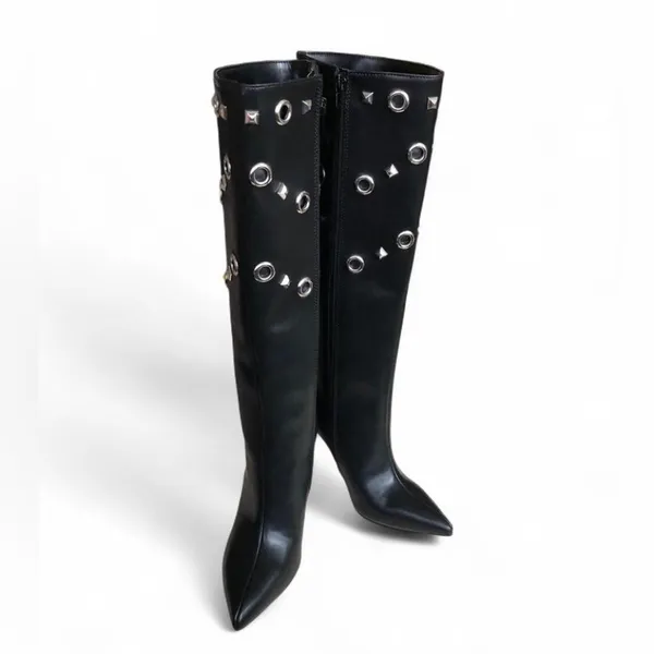 I.N.C. International Concepts Women's Black Saiqa Grommet Knee High Boots 6M - Image 6