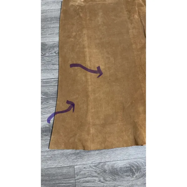 Anonymous John Carlisle Tan Suede Leather A-Line Midi Skirt Size 14‎ Camel Brown - Image 10