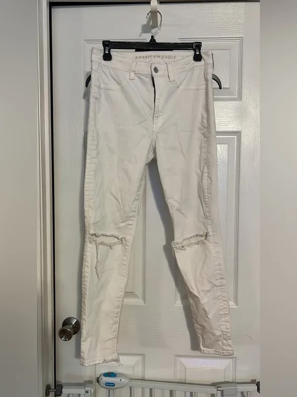 American Eagle Outfitters White Skinny Ripped Jeans - Image 2