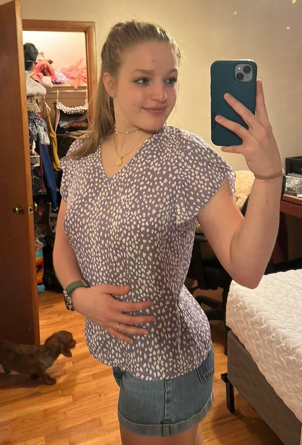 SheIn Purple Dalmatian Print Top - Image 4