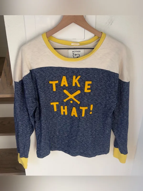 MOTHER Take That Hail Mary The Long Sleeve Cap Outfielder Sweatshirt in Blue - Image 3