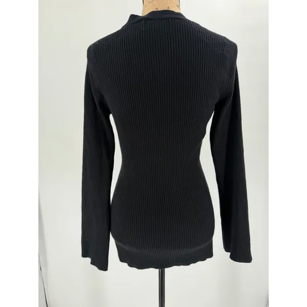 Old Navy Cardigan Sweater Womens L Black SoSoft Lite Ribbed V-Neck Minimalist - Image 10