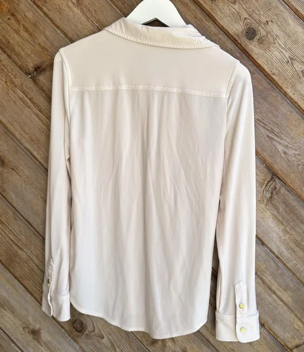 Lauren Ralph Lauren LRL black label white button down long sleeve blouse medium - Image 6