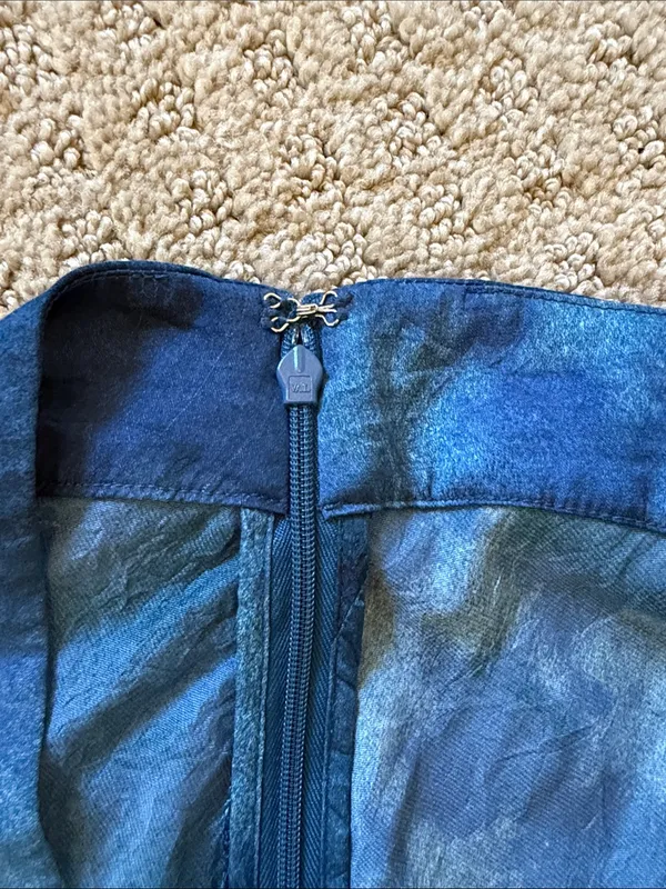 Free People Martine Blue Tie-Dye Flirty Mini Skirt with Front Slit Boho - Size 8 - Image 13