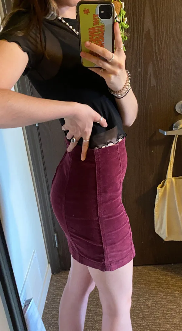 Free People Maroon Corduroy Mini Skirt - Image 4