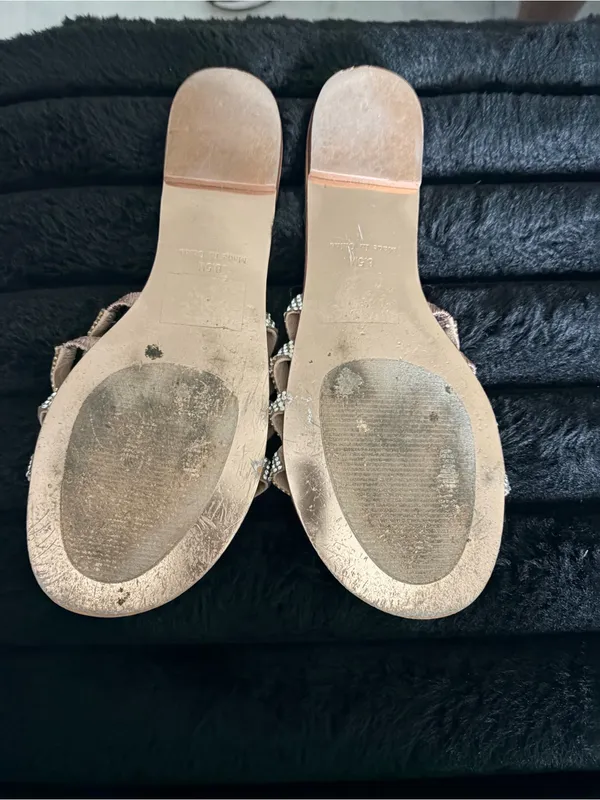 Steve Madden Nude/Tan Rhinestone Slide Sandals - Image 3