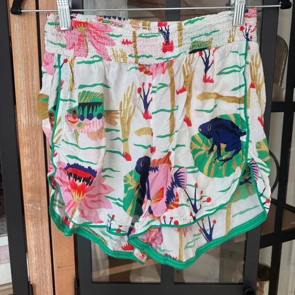 Anthropologie x Claire Colin art shorts elastic smock waistband colorful print - Image 4