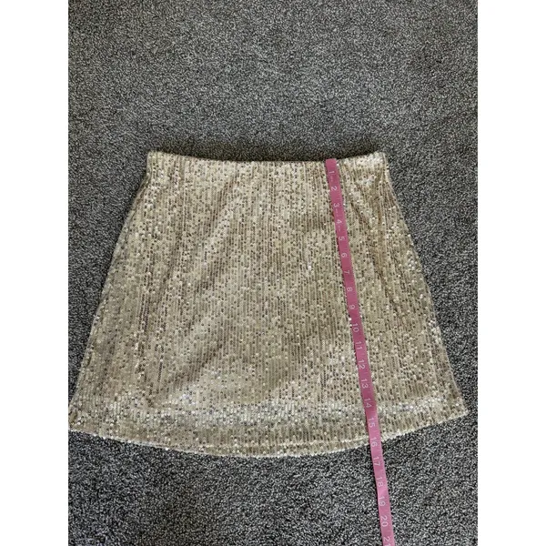 Mini Skirt Z Supply Ciera Champagne Sequin Mini Skirt Size Medium Party Glam NEW - Image 6