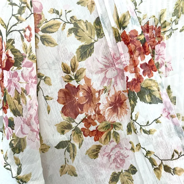 American Eagle Ivory Floral Kimono Duster M Boho Cottagecore Flutter Sleeve - Image 11