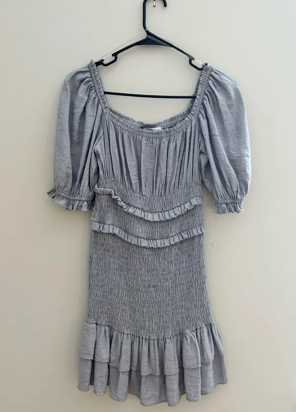 Vestique Ruched Puff Sleeve Dress - Image 3