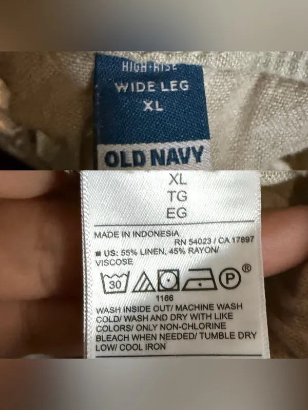 Old Navy Womens Pants Beige Linen Blend Pull On Wide Leg Size XL - Image 10