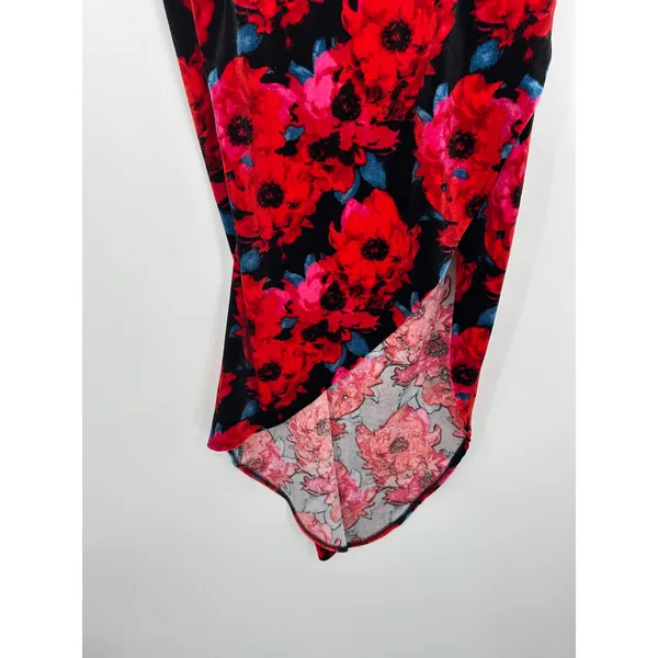 Bar III Womens Red Floral Midi Velvet‎ Skirt Size M Holiday Party Event Stretch - Image 3