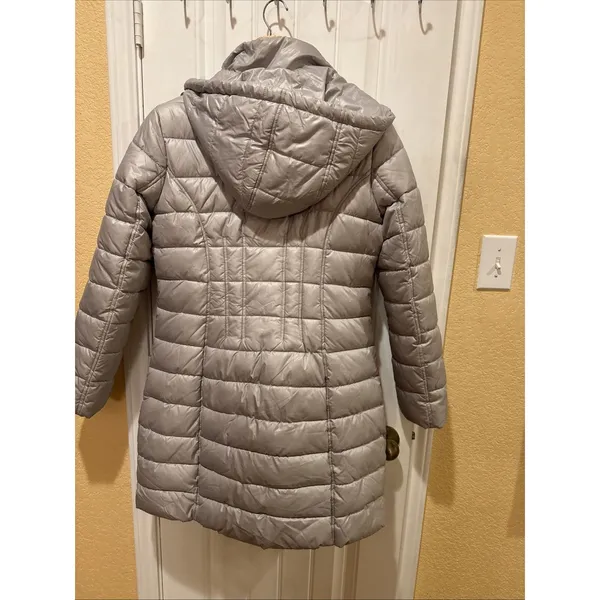 Guess Womens M Puffer Grey Hooded Jacket Black Size M - Image 7